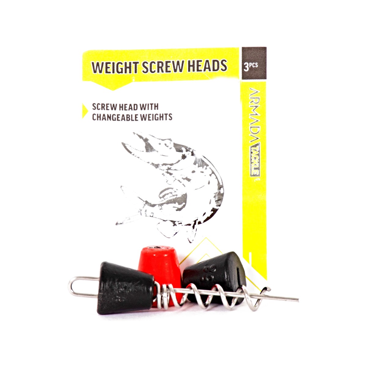 Armada Weight Screw Head – shallowskruv med tre utbytbara vikter i svart och rött, i förpackning