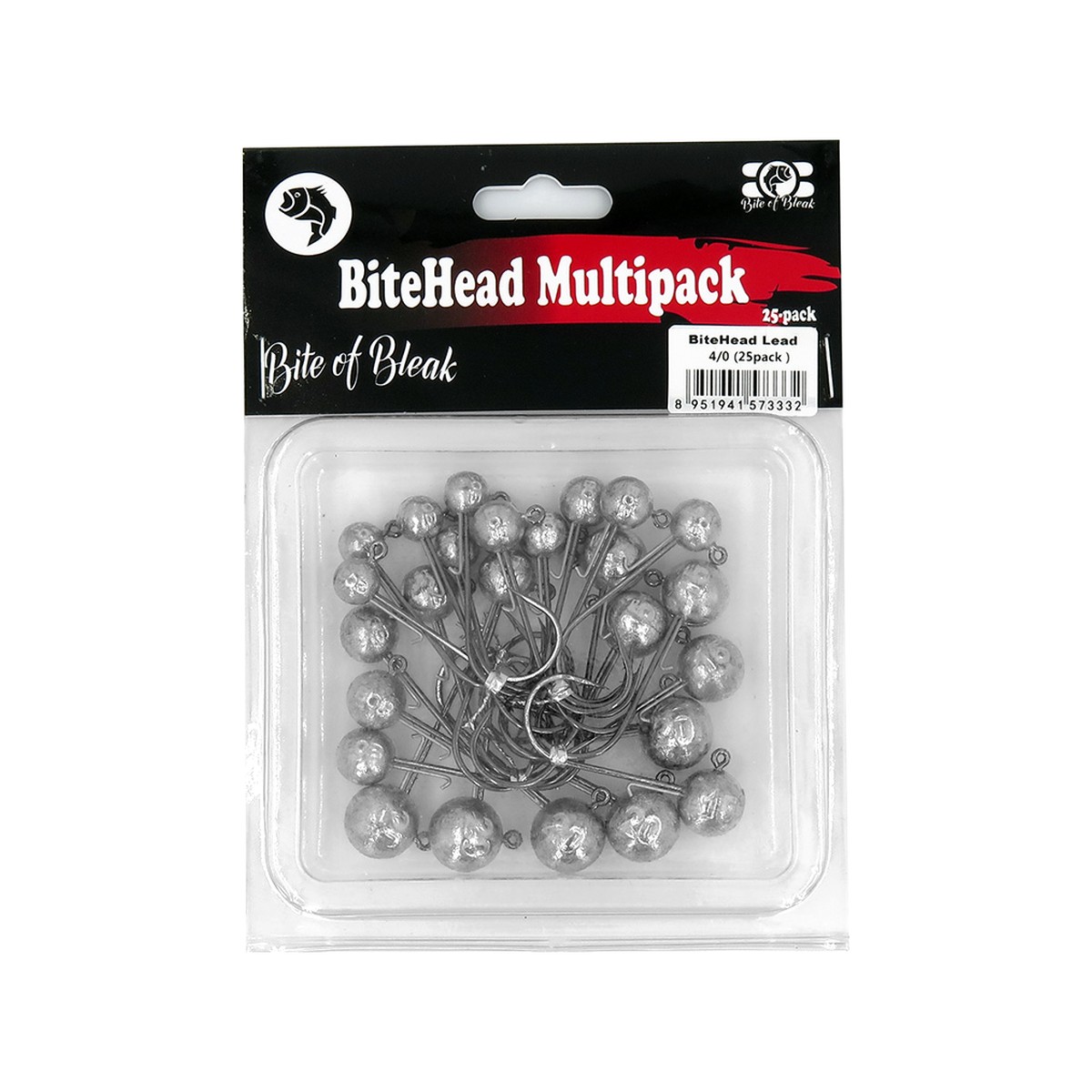 Bite of Bleak Bitehead Lead Multi Pack jiggskalle med 25 blyskallar, krok 4/0