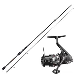Fiskeset med Bite of Bleak Yoru tvådelat haspelspö och Shimano Vanford FA haspelrulle
