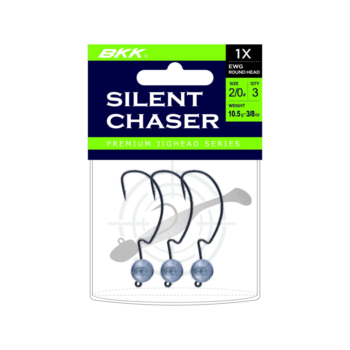 BKK Silent Chaser 1X EWG Round Head jiggskalle i förpackning