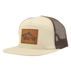 Hurricane 7-Panel Trucker Hat Leather Patch Trout
