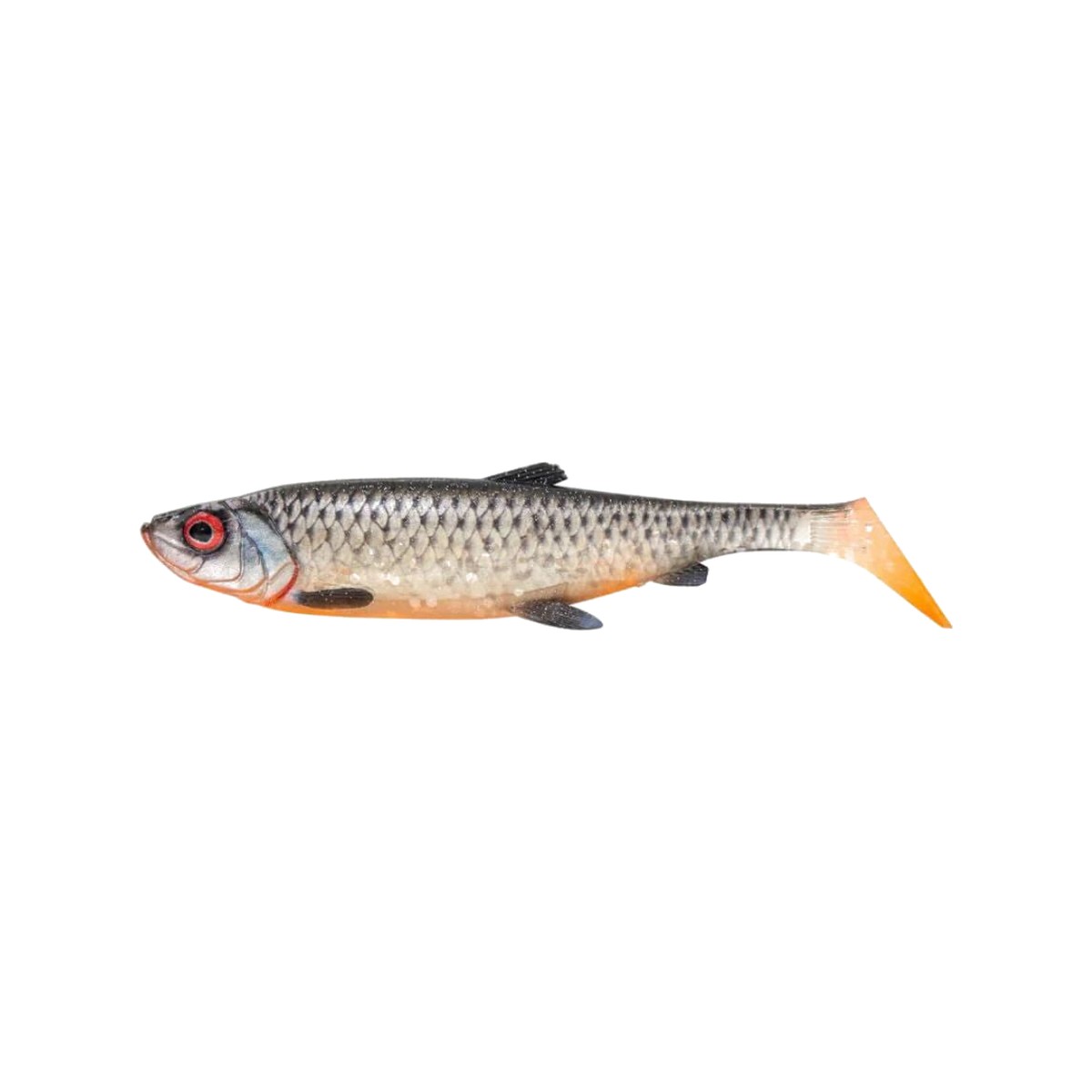 Savage Gear 3D Herring Shad V2 25 cm i färgen Glitter Fegis, sidovy av gummibetet med paddelstjärt
