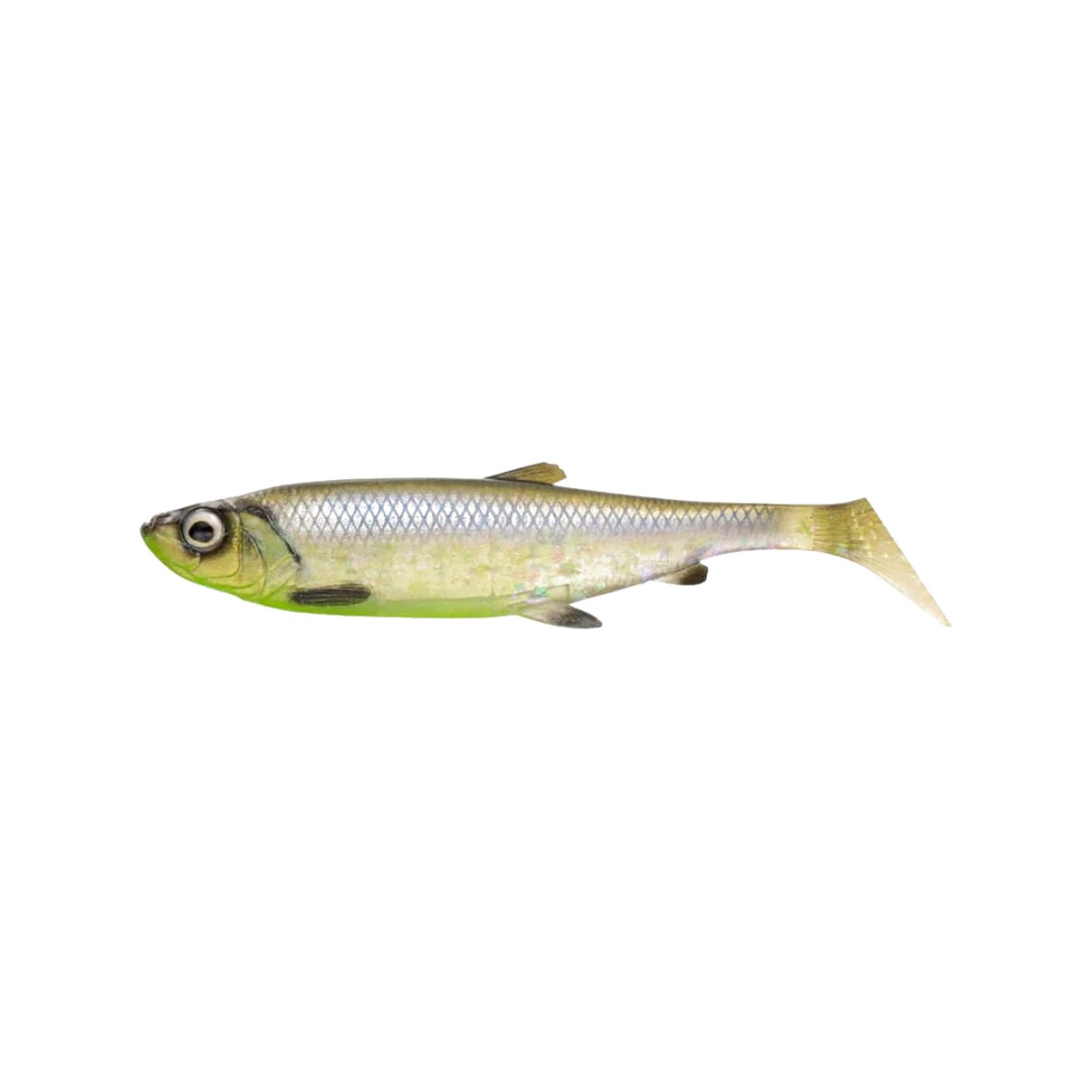Savage Gear 3D Herring Shad V2 25 cm i färgen Hugo, sidovy av gummibetet med paddelstjärt