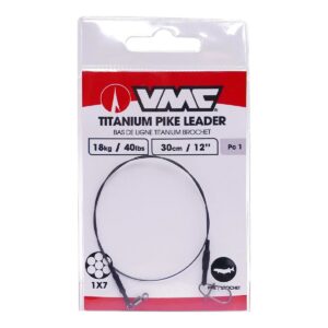 VMC Titanium Pike Leader 1x7 30 cm 40 lb gäddtafs i titan