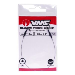 VMC Titanium Twitch Leader 1x1 20 cm 12 lb titantafs i förpackning